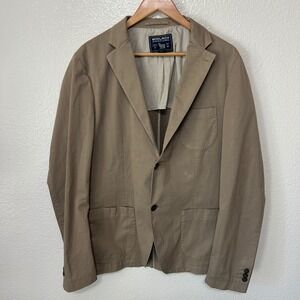 Woolrich Mens Sport Coat Unstructured Blazer Khaki Cotton‎ 2 Button Size XL 0775